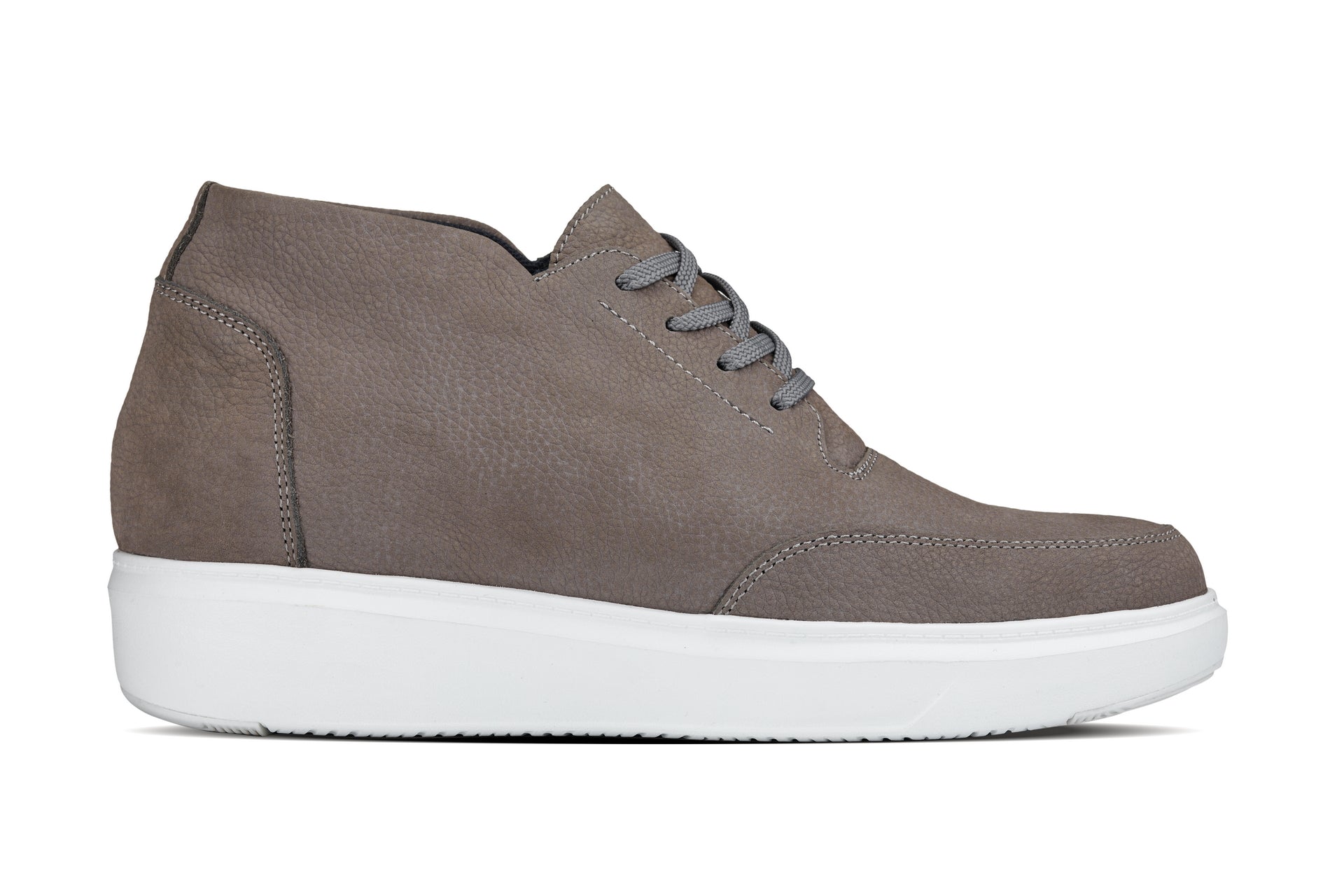 Men's Grey Casual Chunky Sole Boots Soft Pebble Grain Nubuck Leather J1771