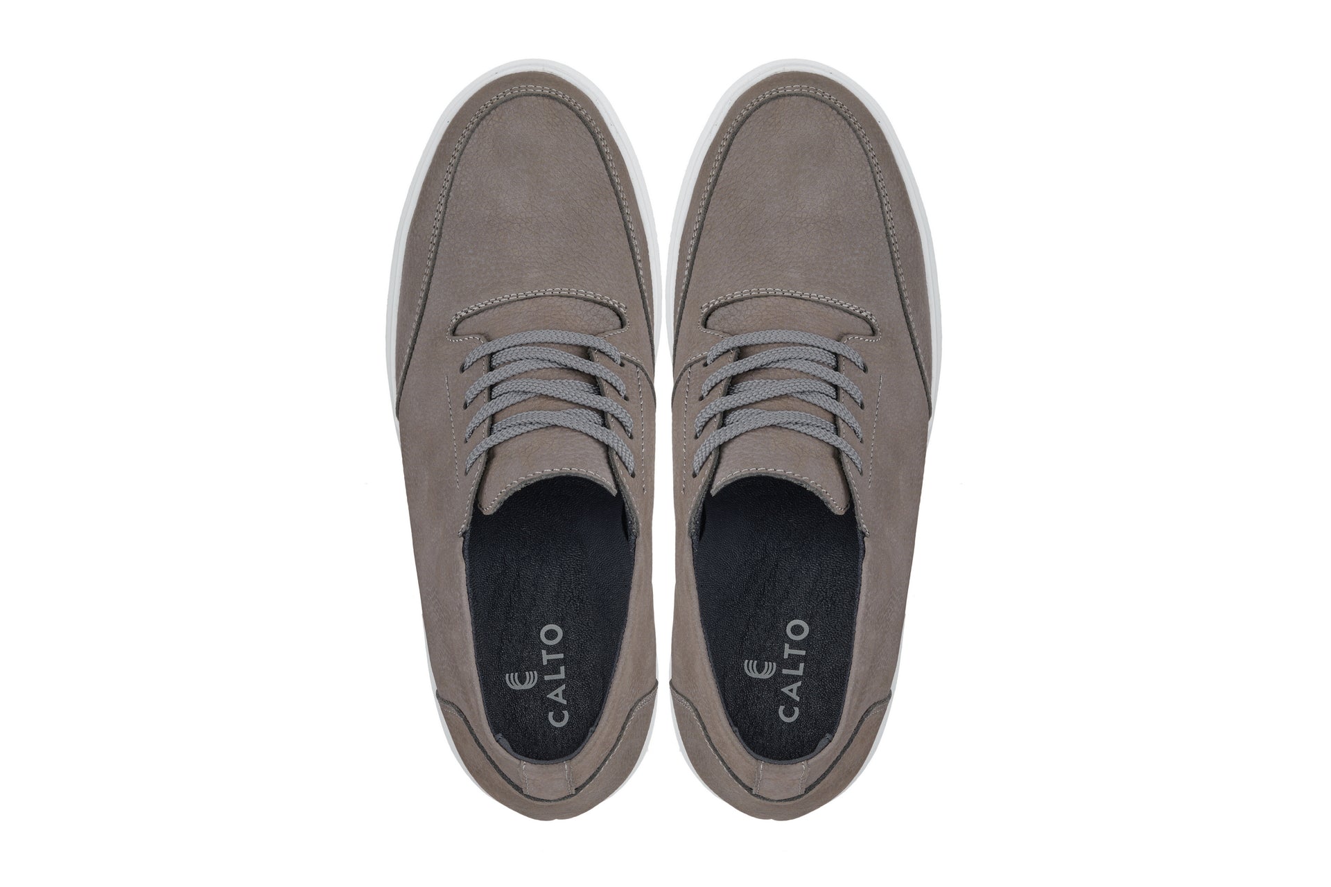 Men's Grey Casual Chunky Sole Boots Soft Pebble Grain Nubuck Leather J1771