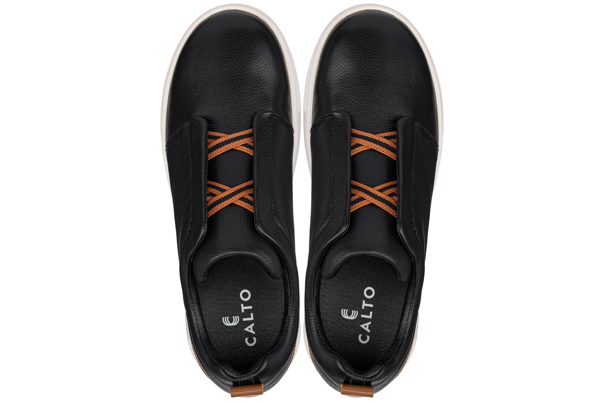 CALTO - J1932  - 2.6 Inches Taller (Black/White Sole) - Slip-On Snoafers