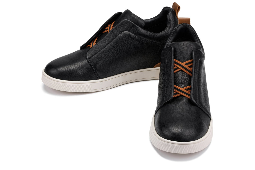 CALTO - J1932  - 2.6 Inches Taller (Black/White Sole) - Slip-On Snoafers