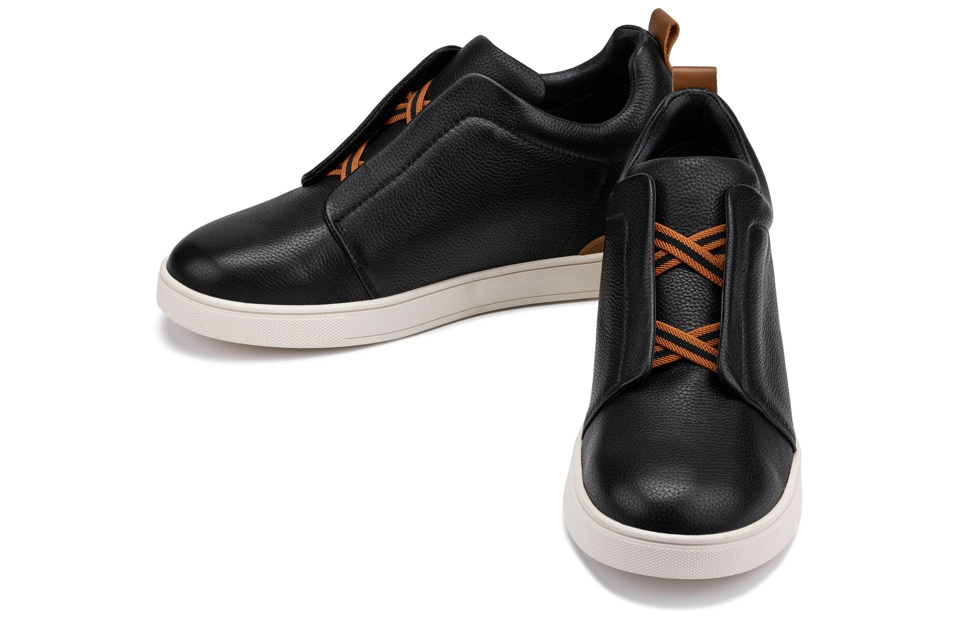 CALTO - J1932  - 2.6 Inches Taller (Black/White Sole) - Slip-On Snoafers