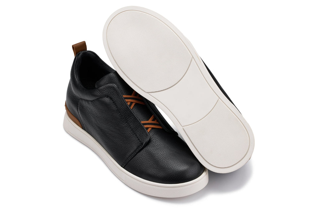 CALTO - J1932  - 2.6 Inches Taller (Black/White Sole) - Slip-On Snoafers
