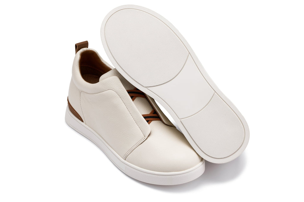 CALTO - J1933  - 2.6 Inches Taller (Off-White) - Slip-On  Snoafers