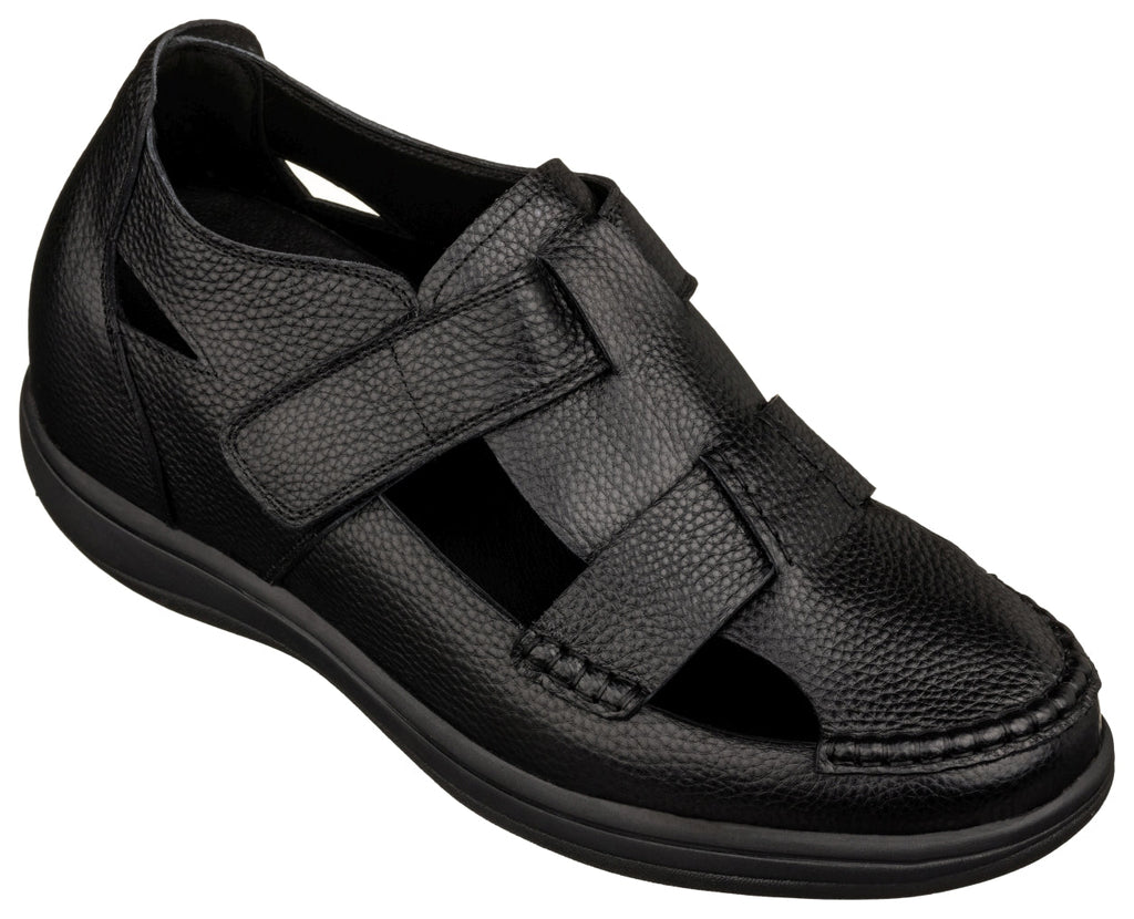 CALTO - K2661 - 3.2 Inches Taller (Black) - Casual Fisherman Sandal