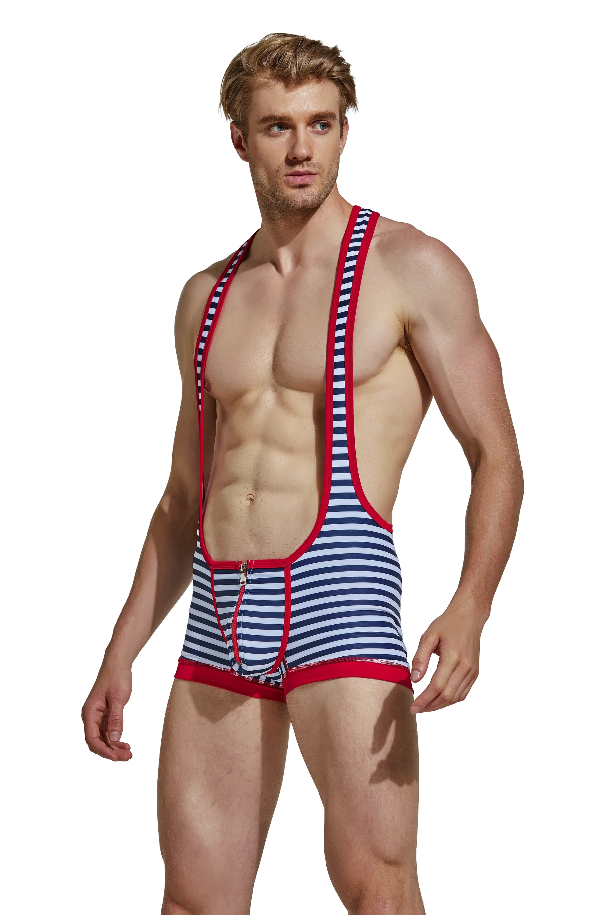 Men’s Striped Athletic Tank Top - Sleeveless Training Bodysuit
