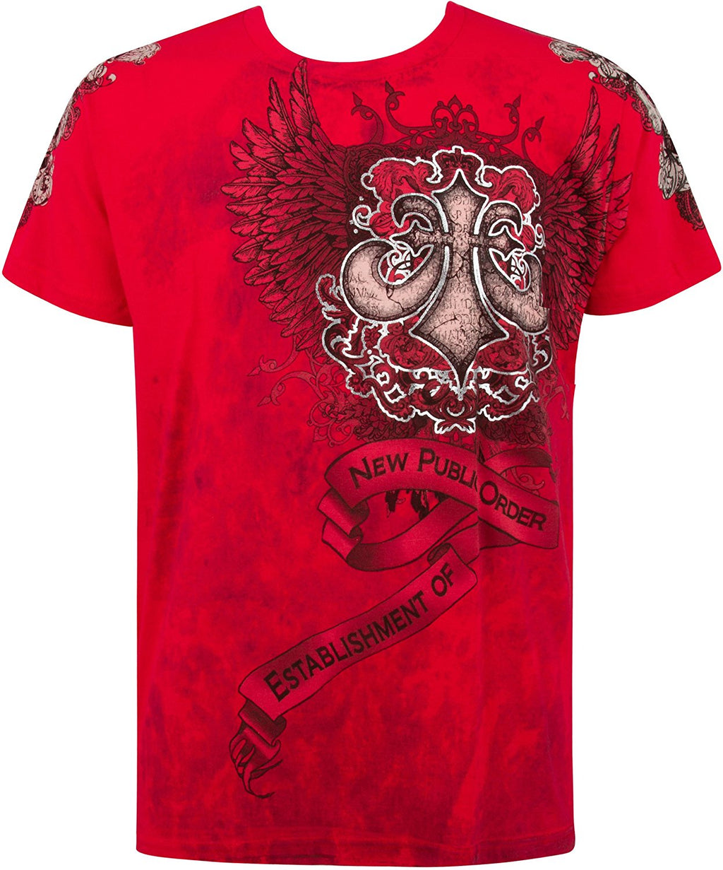 Metallic Silver Short Sleeve Crew Neck Cotton Mens T-Shirt