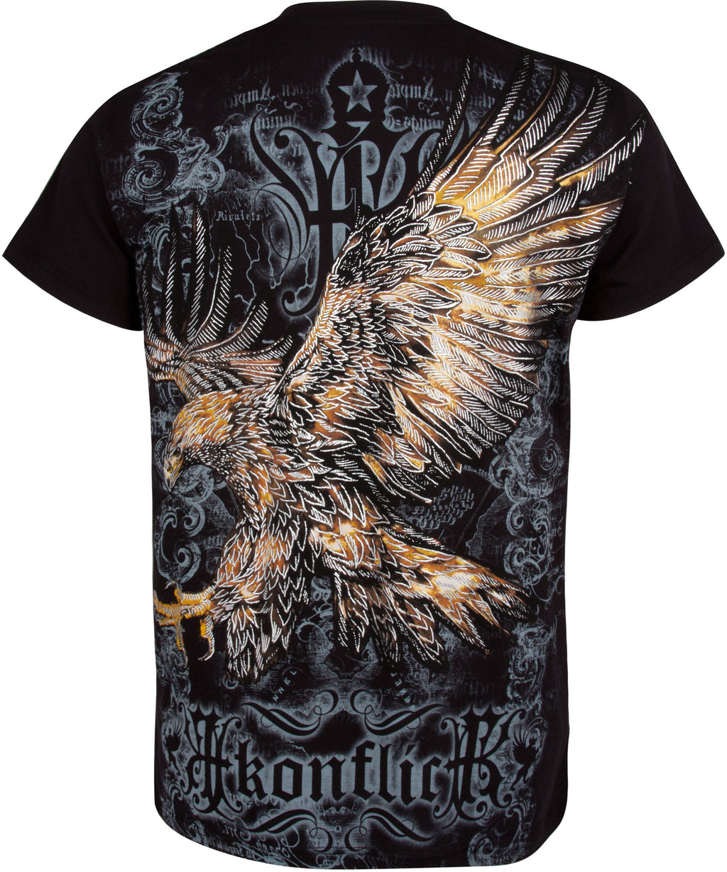 Clutching Eagle & Fleur De Lis Metallic Silver Embossed T-Shirt