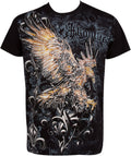 Clutching Eagle & Fleur De Lis Metallic Silver Embossed T-Shirt