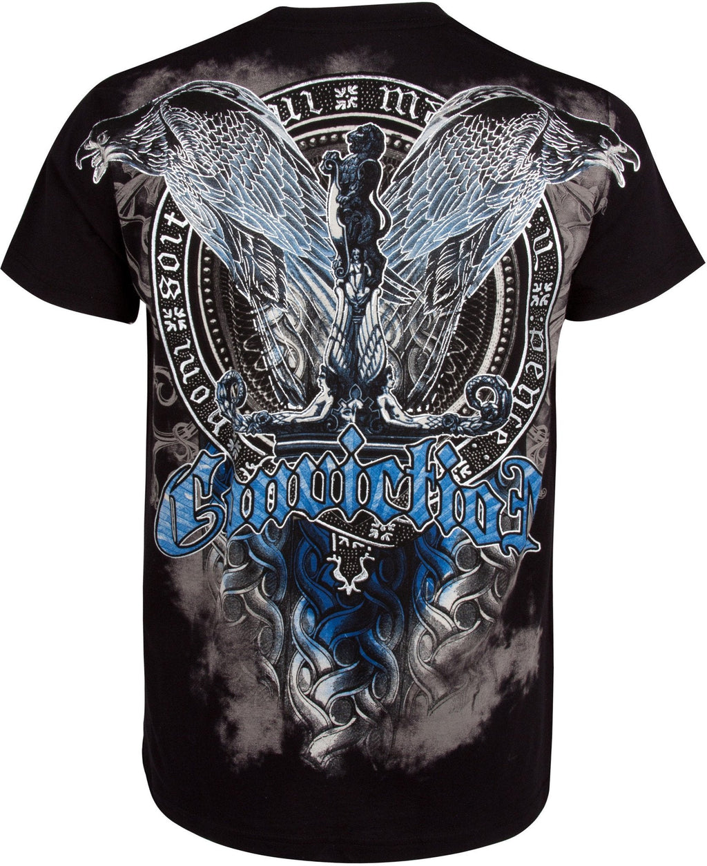 Flying Eagle Metallic Silver Embossed Cotton Mens Fashion T-Shirt