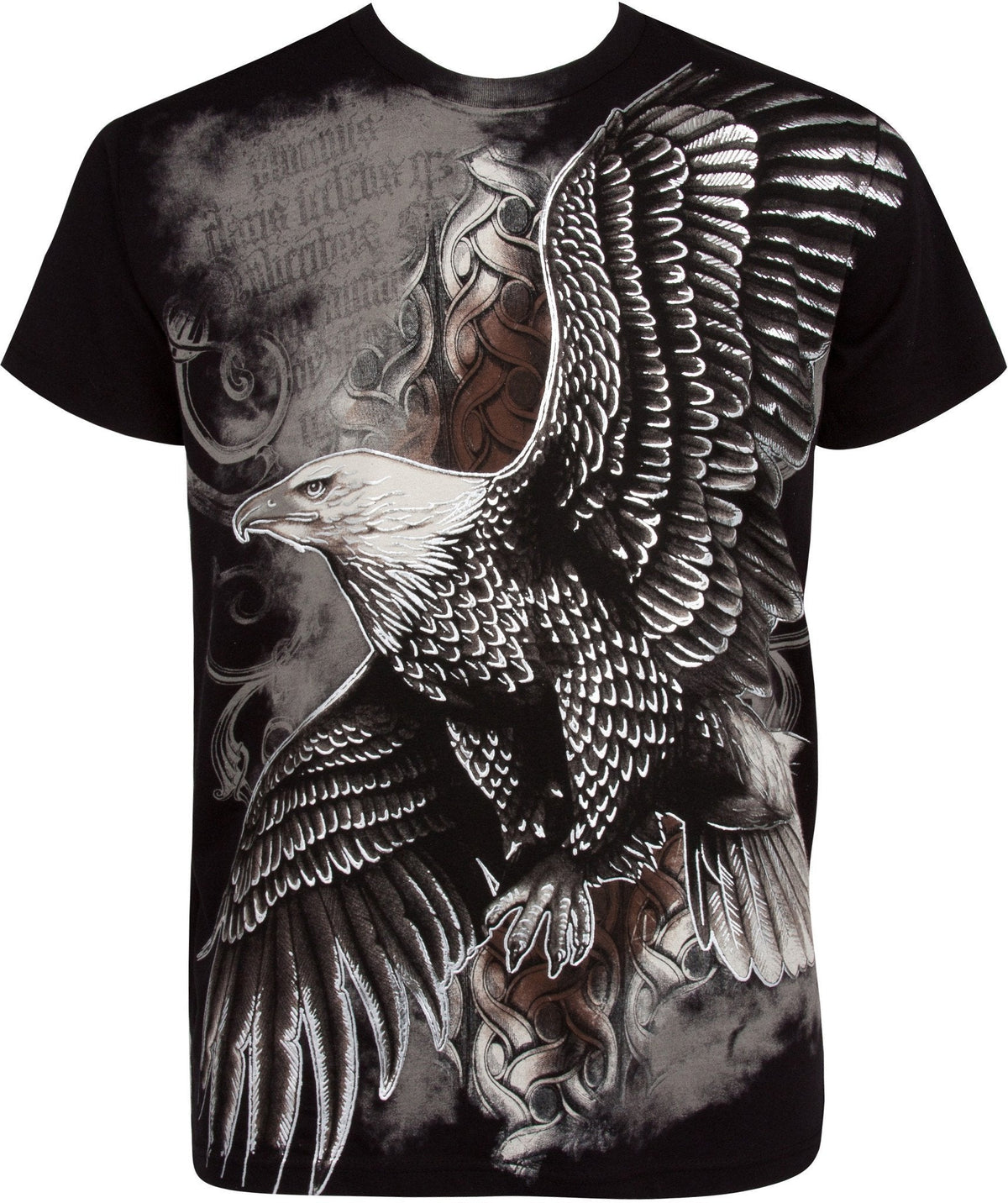 Flying Eagle Metallic Silver Embossed Cotton Mens Fashion T-Shirt