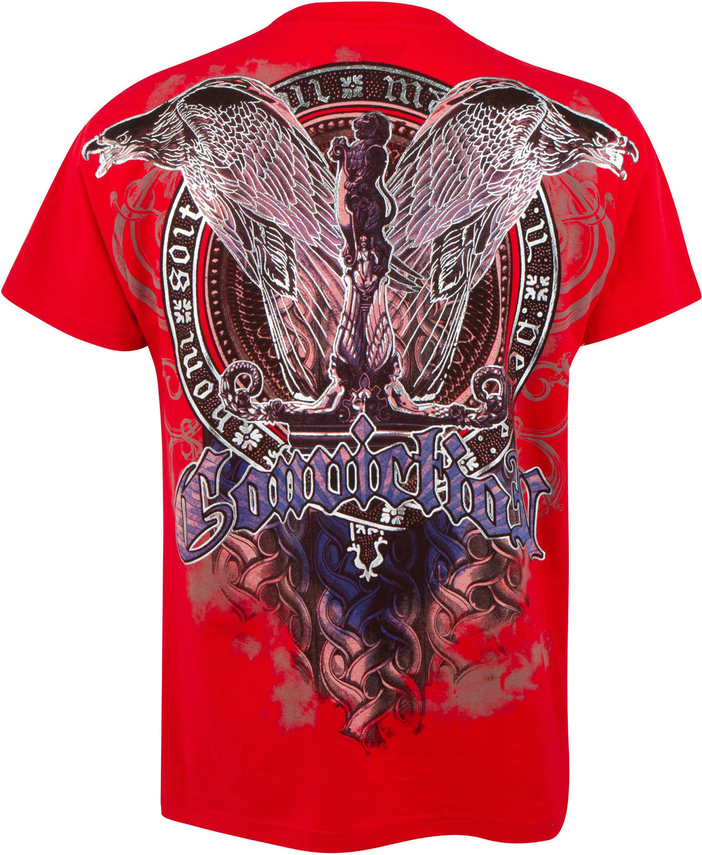 Flying Eagle Metallic Silver Embossed Cotton Mens Fashion T-Shirt