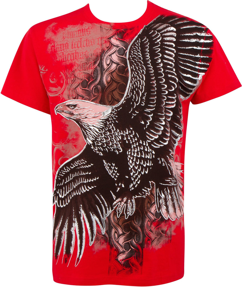 Flying Eagle Metallic Silver Embossed Cotton Mens Fashion T-Shirt