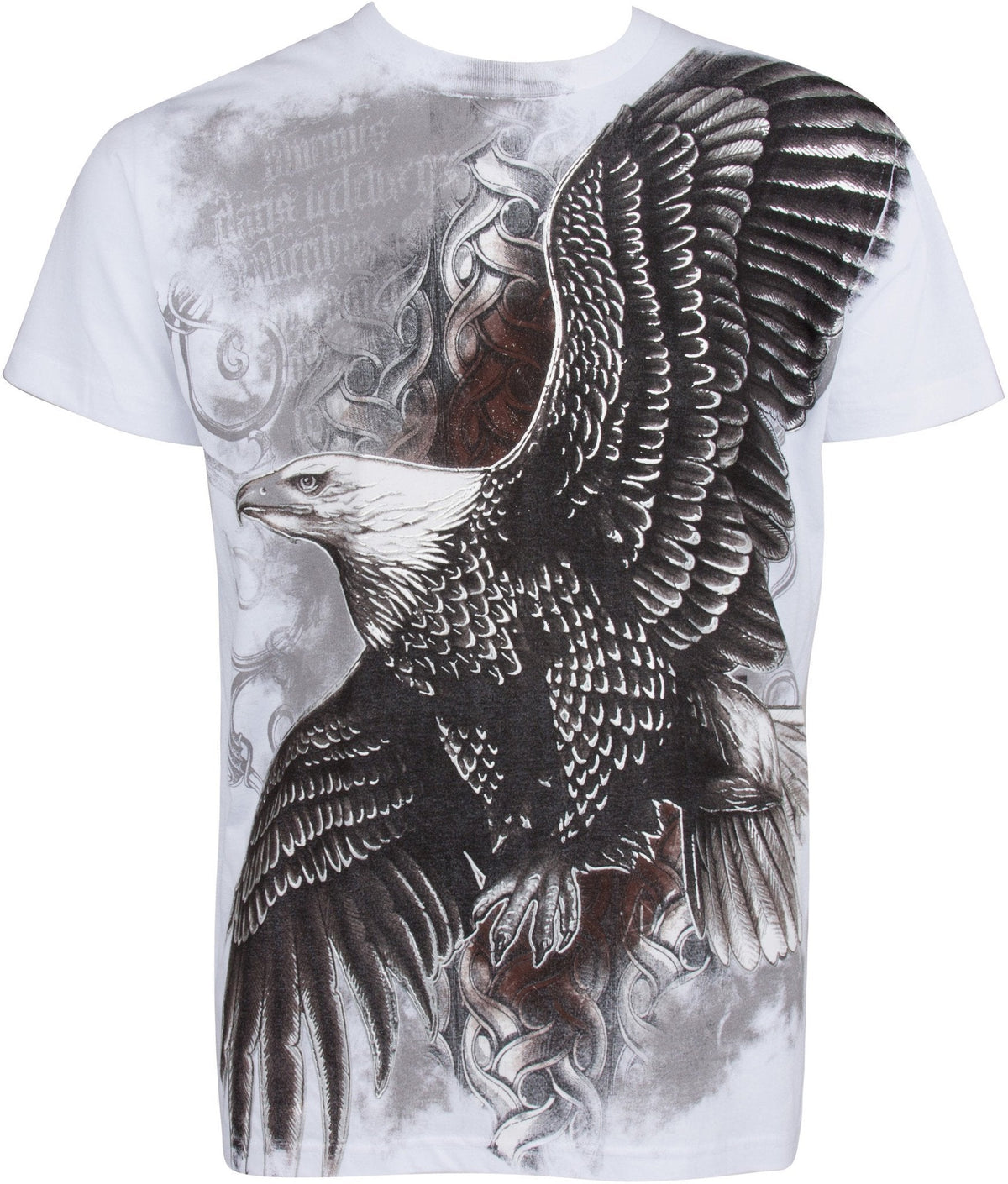 Flying Eagle Metallic Silver Embossed Cotton Mens Fashion T-Shirt