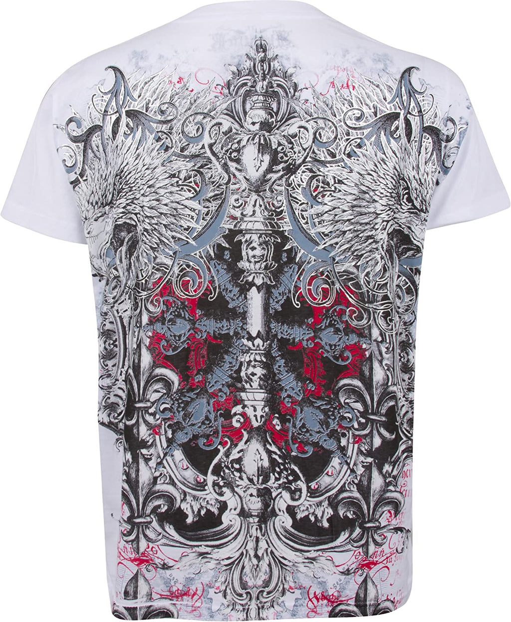 Men's Silver Embossed Eagle Head V-Neck T-Shirt: A Short Sleeve Cotton Tee