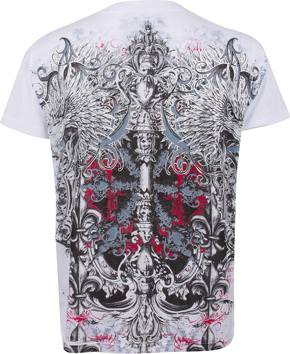 Men's Silver Embossed Eagle Head V-Neck T-Shirt: A Short Sleeve Cotton Tee
