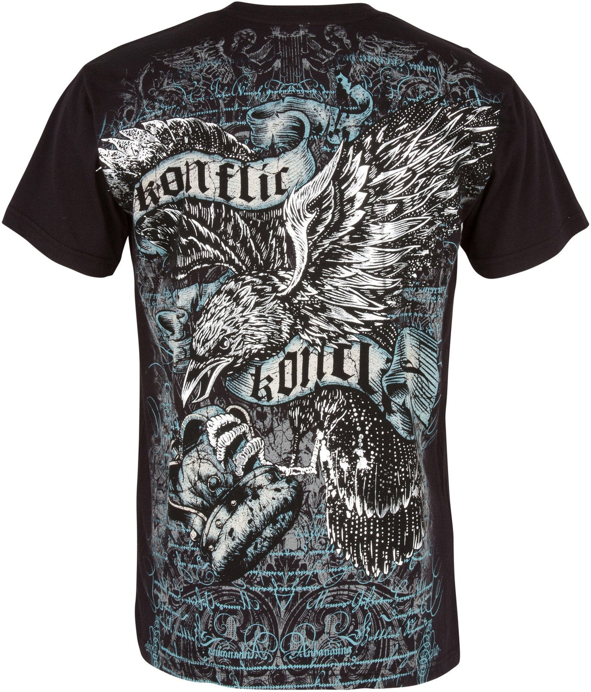 Eagle Clutching Crown Metallic Silver Embossed Mens T-Shirt