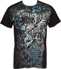Eagle Clutching Crown Metallic Silver Embossed Mens T-Shirt