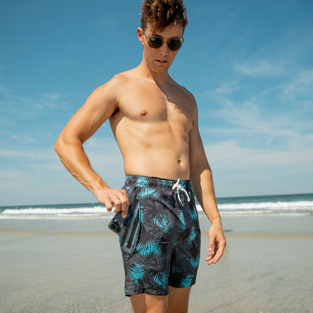 Midnight Palms - Waterproof Swim Shorts With A Waterproof Pocket