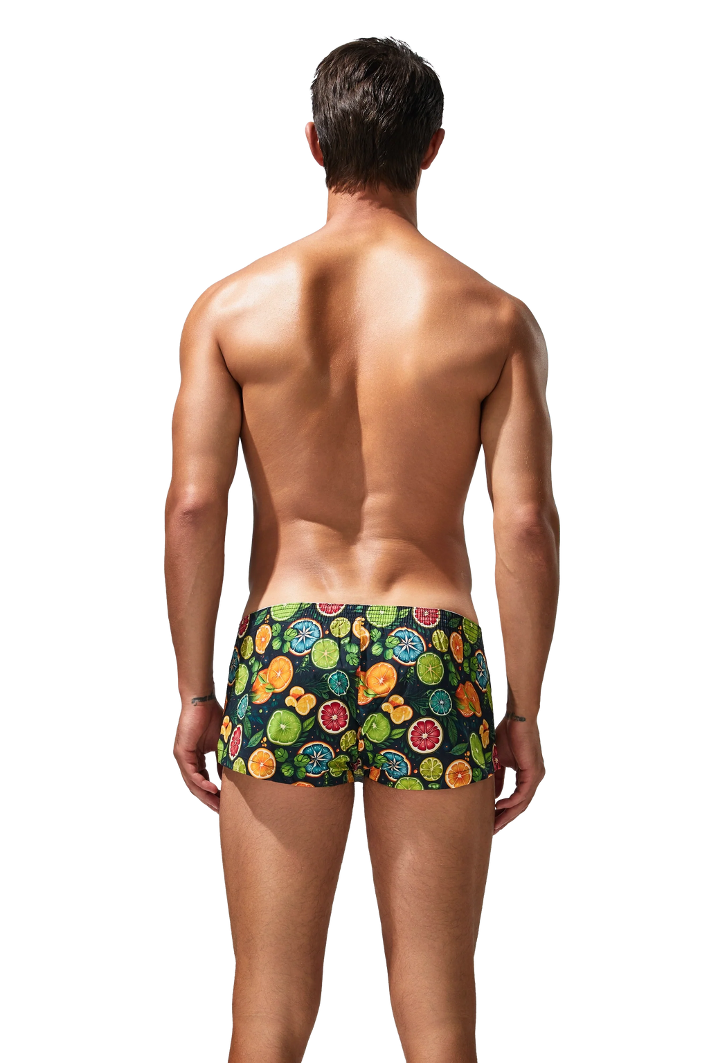 Men's Cotton Boxer Briefs - Botanical Print Breathable Underwear