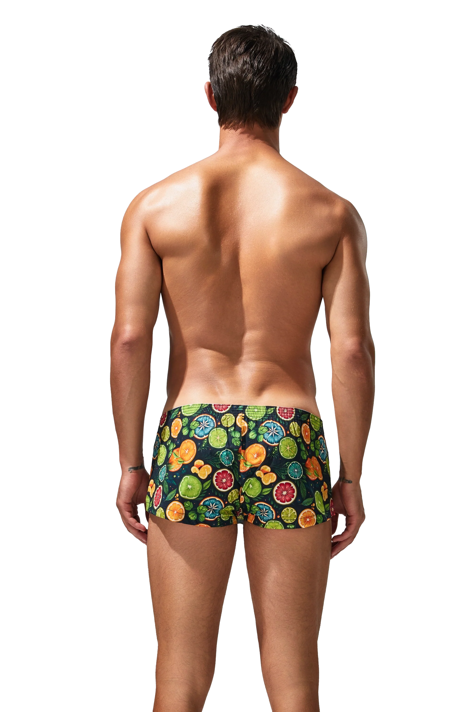Men's Cotton Boxer Briefs - Botanical Print Breathable Underwear