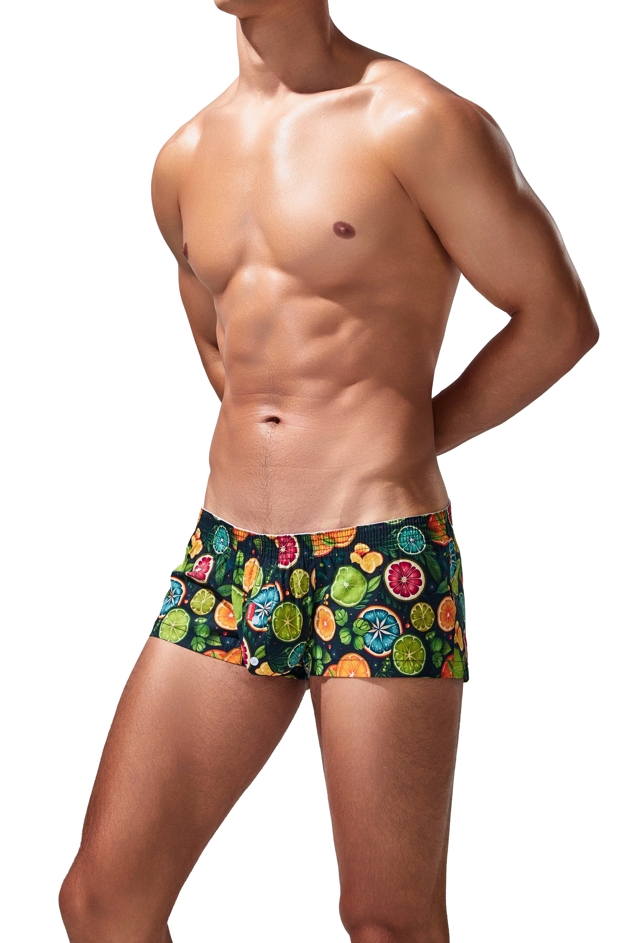 Men's Cotton Boxer Briefs - Botanical Print Breathable Underwear
