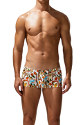 Men's Cotton Boxer Briefs - Botanical Print Breathable Underwear