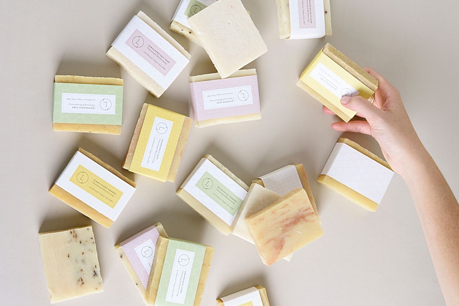 Set of  6 Handmade cold process ,Natural Soap Bars in gift Set box