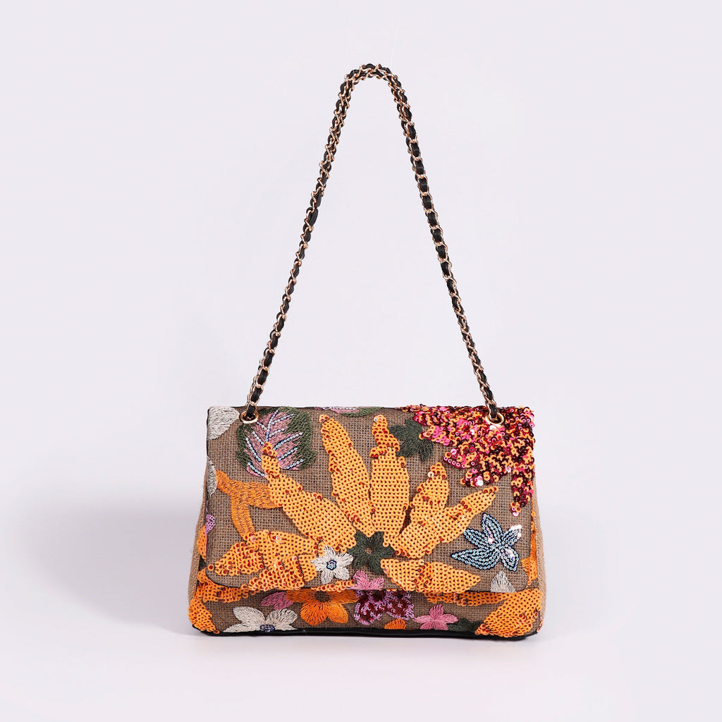 New Embroidered Sequin Summer Woven Straw Bag