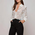 Women Clothing Sexy Lace Transparent Shirt