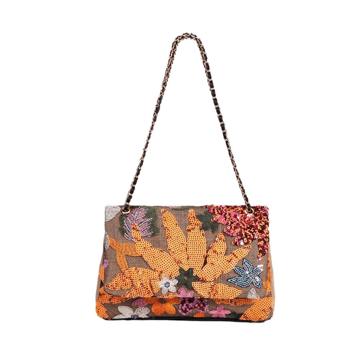 New Embroidered Sequin Summer Woven Straw Bag