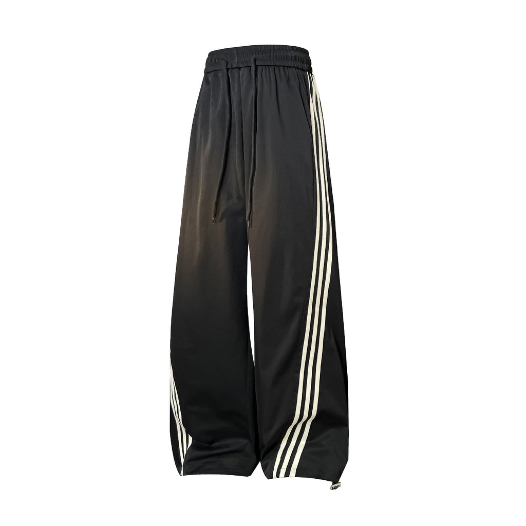 Unisex Striped Trim Wide Leg Sweatpants