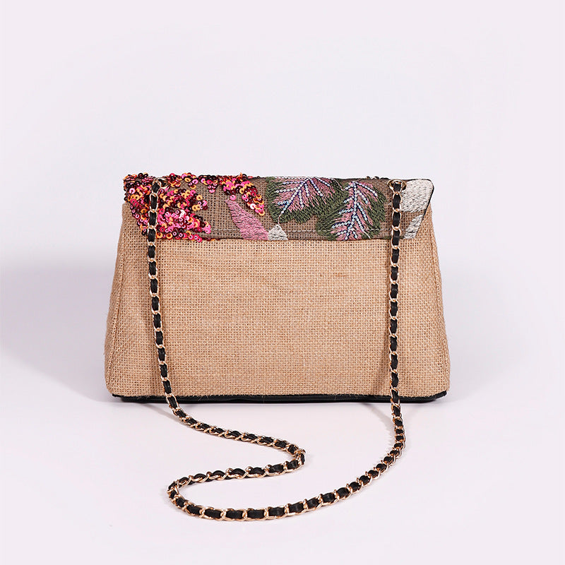 New Embroidered Sequin Summer Woven Straw Bag