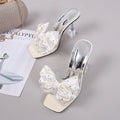 Summer Transparent Ankle Strap Sexy Open Toe Stiletto Heel Slippers Rhinestone