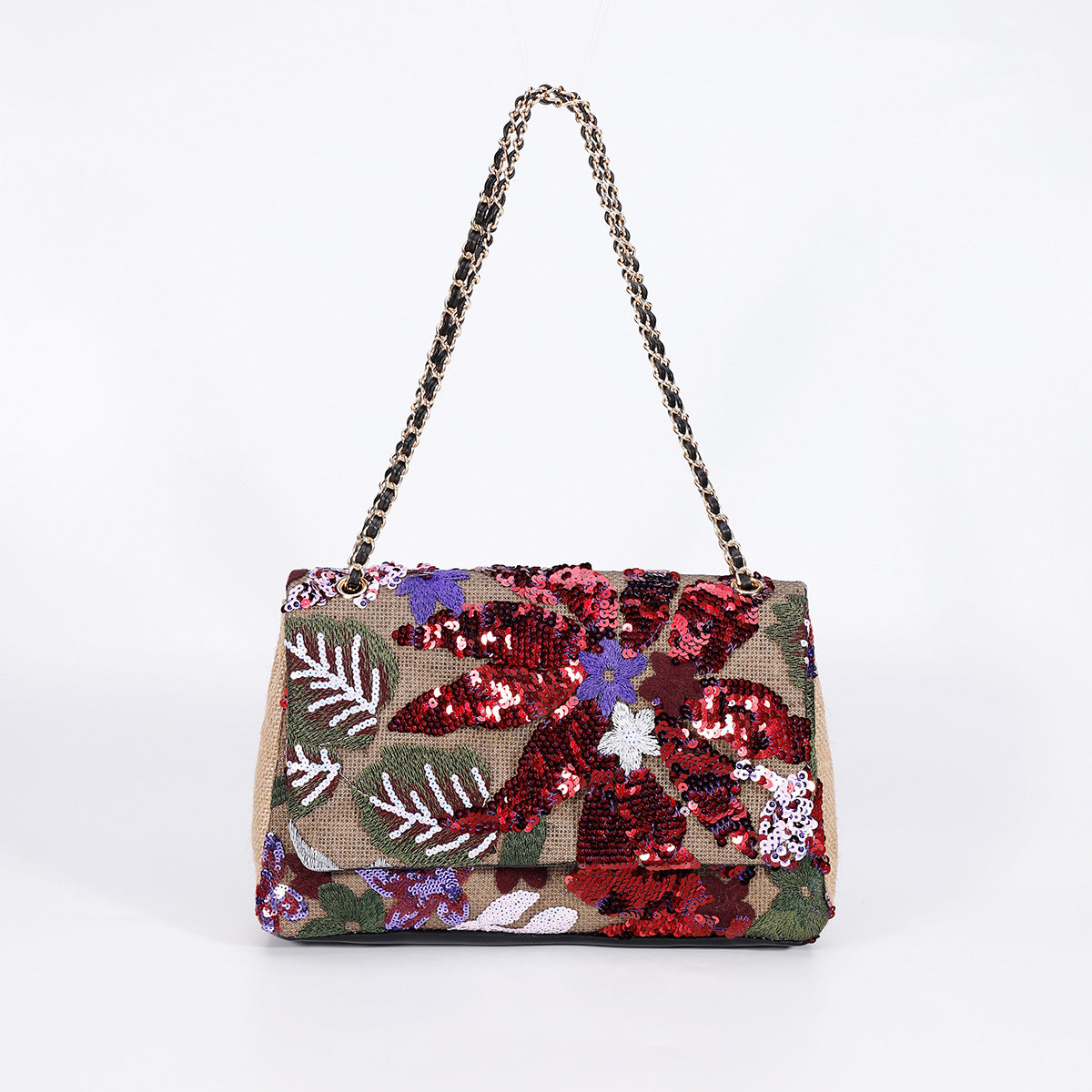 New Embroidered Sequin Summer Woven Straw Bag