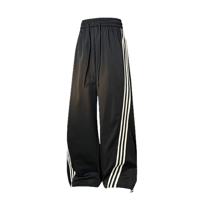 Unisex Striped Trim Wide Leg Sweatpants