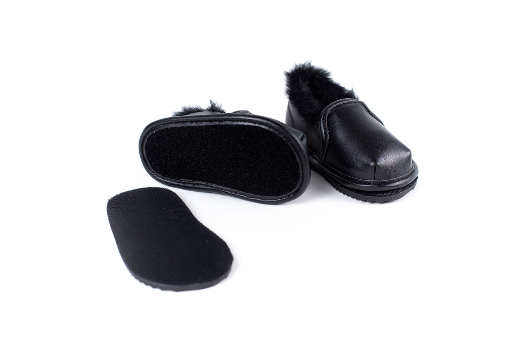 Ozznek Black Faux-Fur Barefoot Shoe Topper