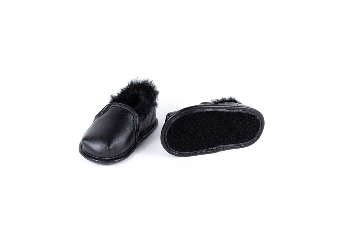 Ozznek Black Faux-Fur Barefoot Shoe Topper