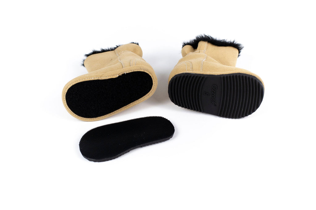 Ozznek Brown Faux-Fur Barefoot Boot Topper
