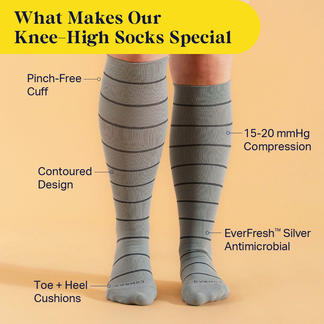 Knee-High Compression Socks – 3 Pack Stripes