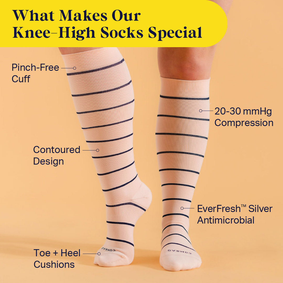 Knee-High Compression Socks - Stripes (20-30 mmHg)
