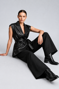 BYMANYC Women's Soho Belted Faux Leather Blazer Vest