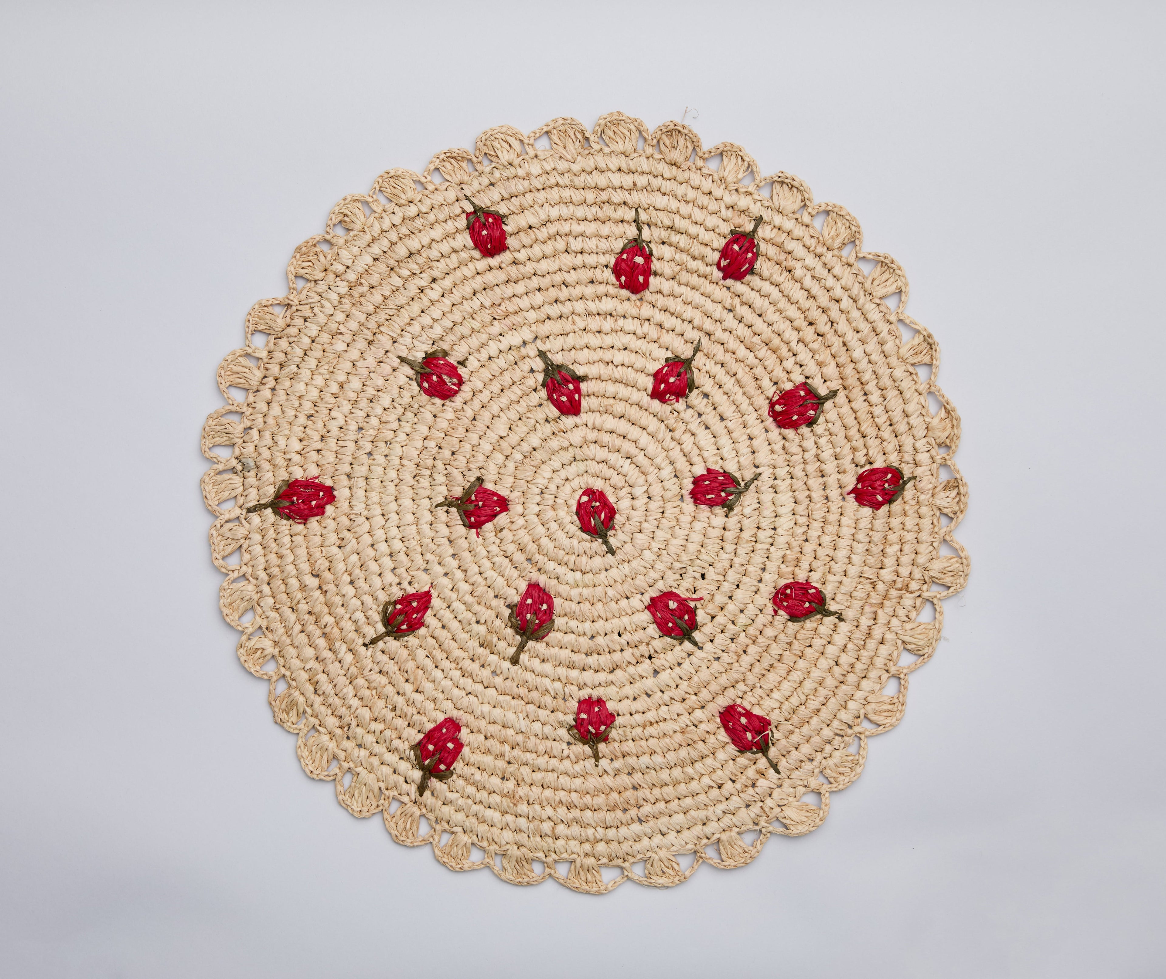 Scattered Strawberry Raffia Placemat