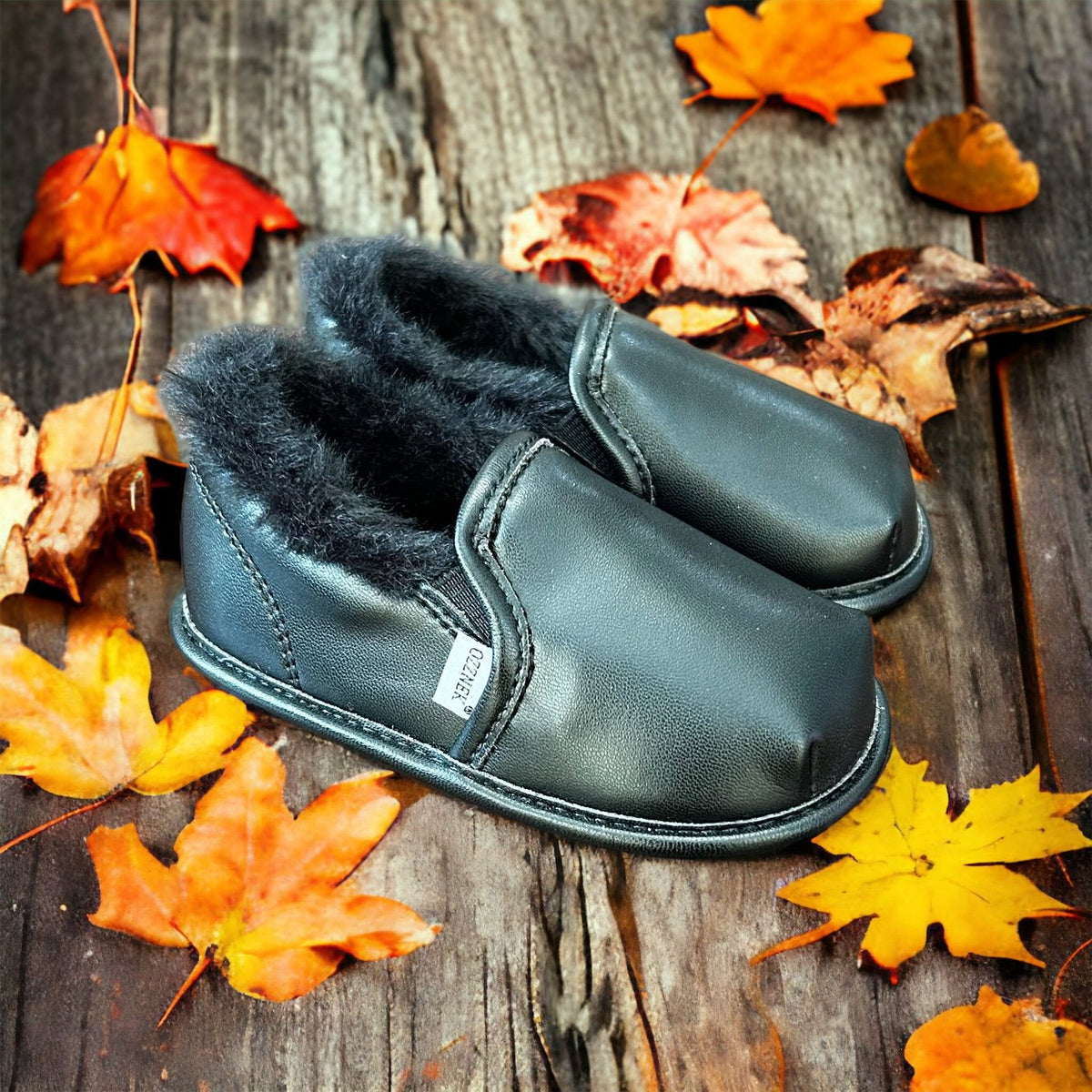 Ozznek Black Faux-Fur Barefoot Shoe Topper