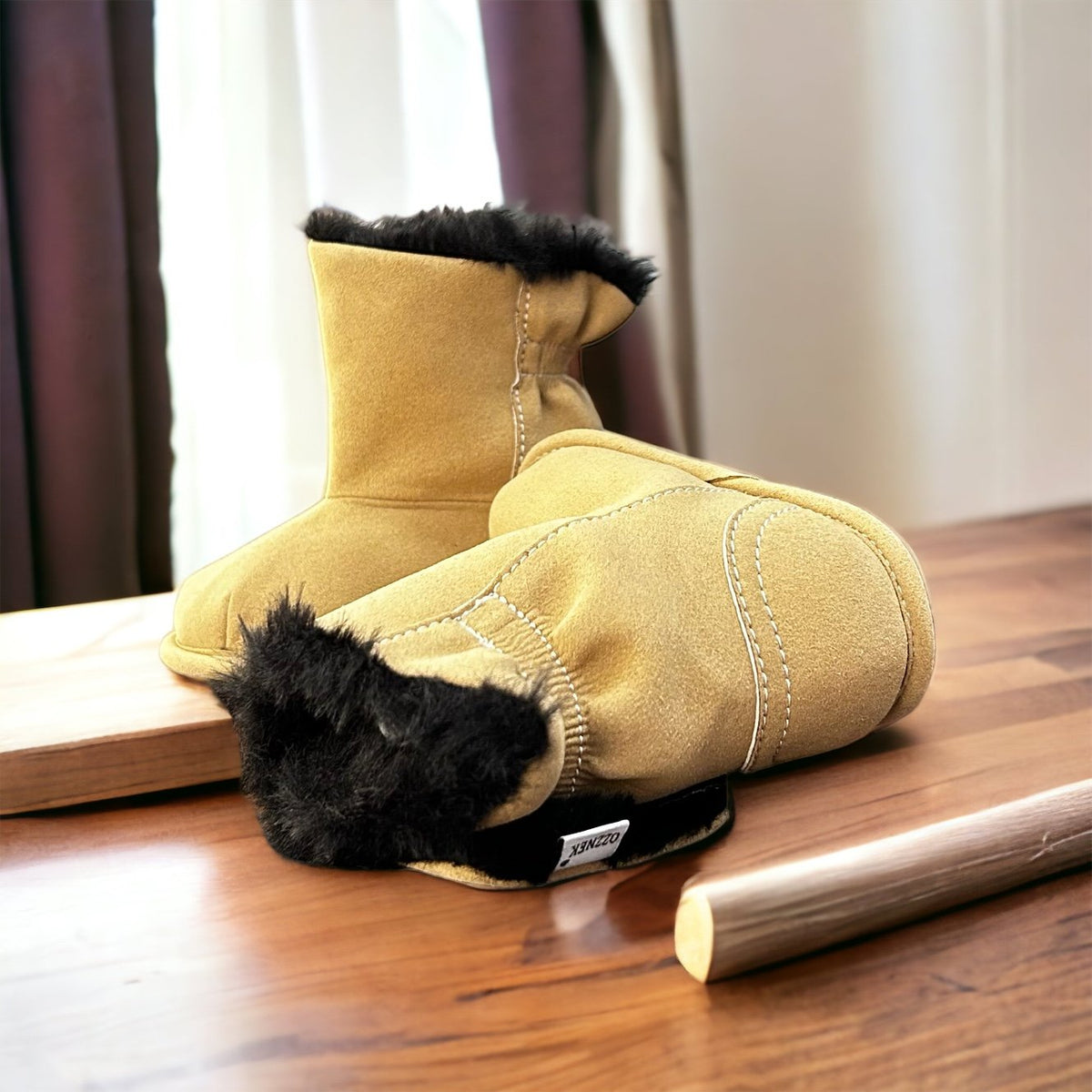 Ozznek Brown Faux-Fur Barefoot Boot Topper