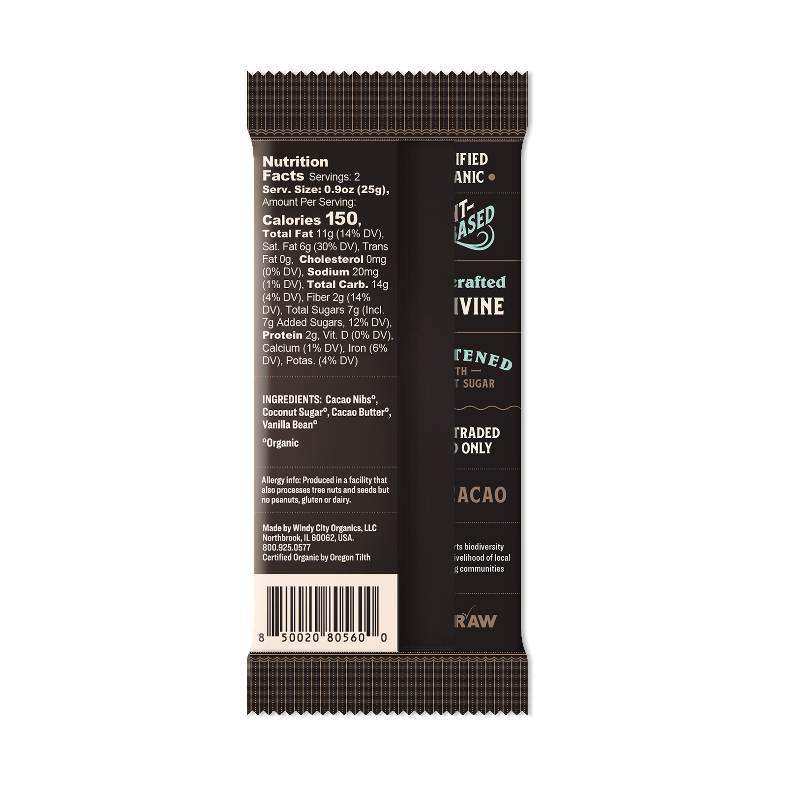 Premium Dark Chocolate Bar with Vanilla Bean - 70% Cacao