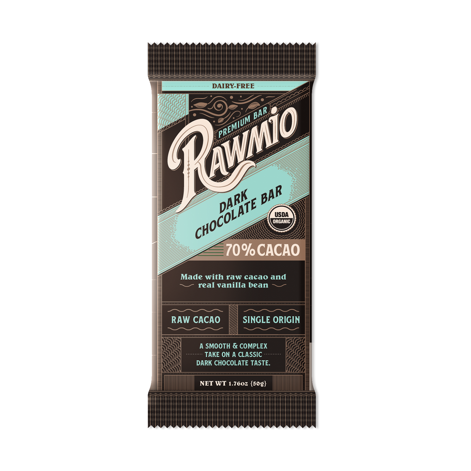 Premium Dark Chocolate Bar with Vanilla Bean - 70% Cacao