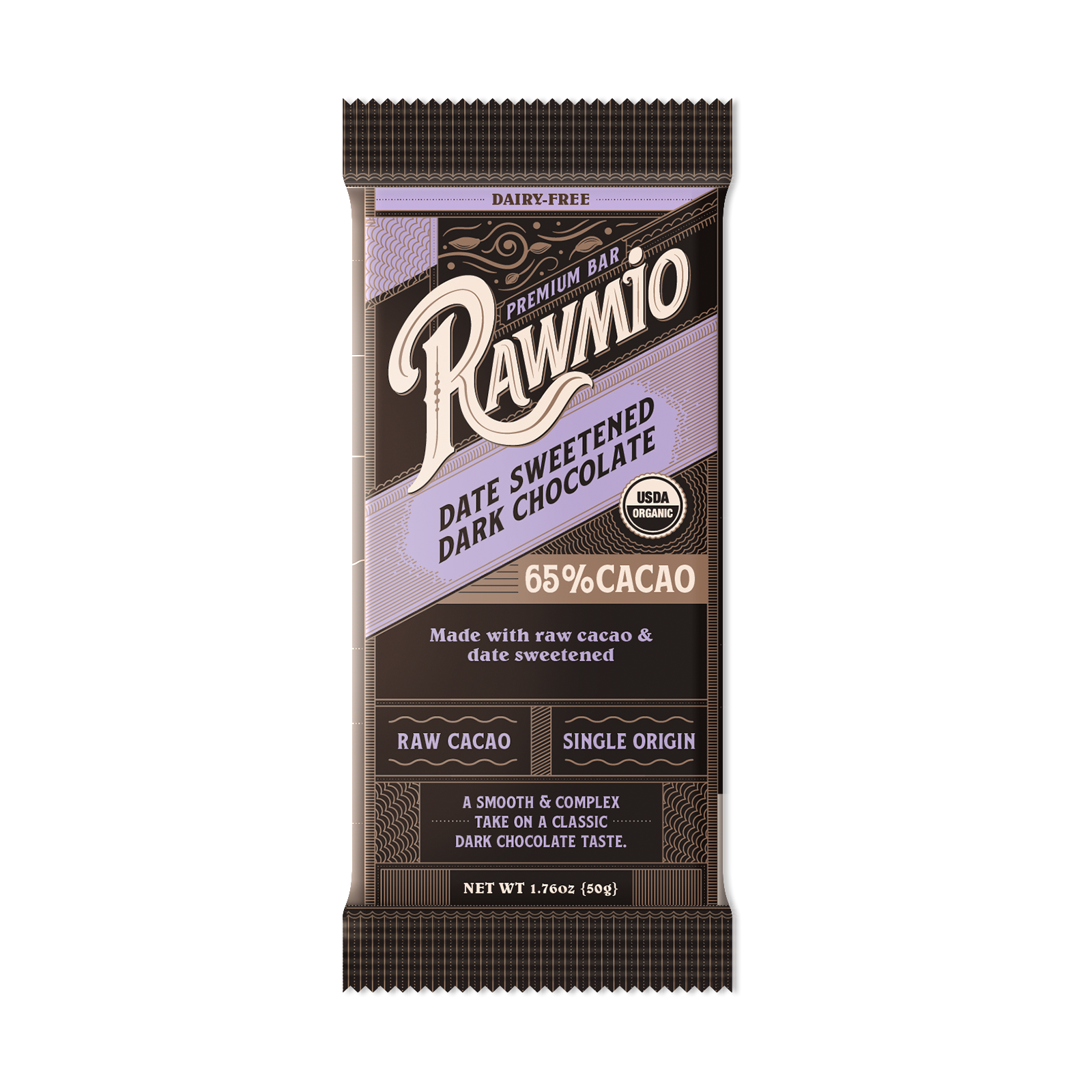 Premium Date Sweetened Dark Chocolate Bar - 65% Cacao