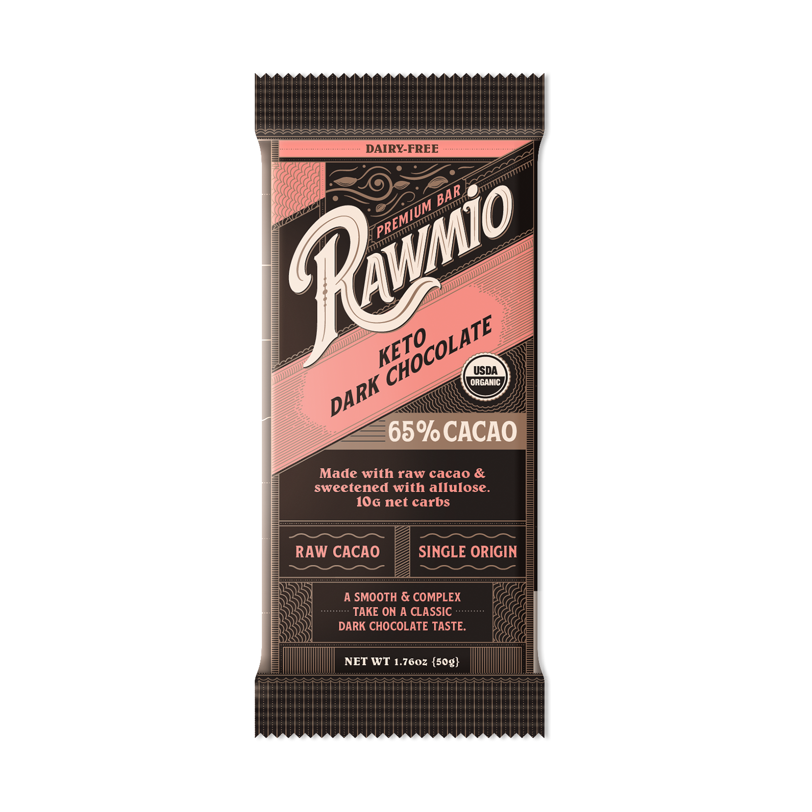 Premium Keto Dark Chocolate Bar - 65% Cacao