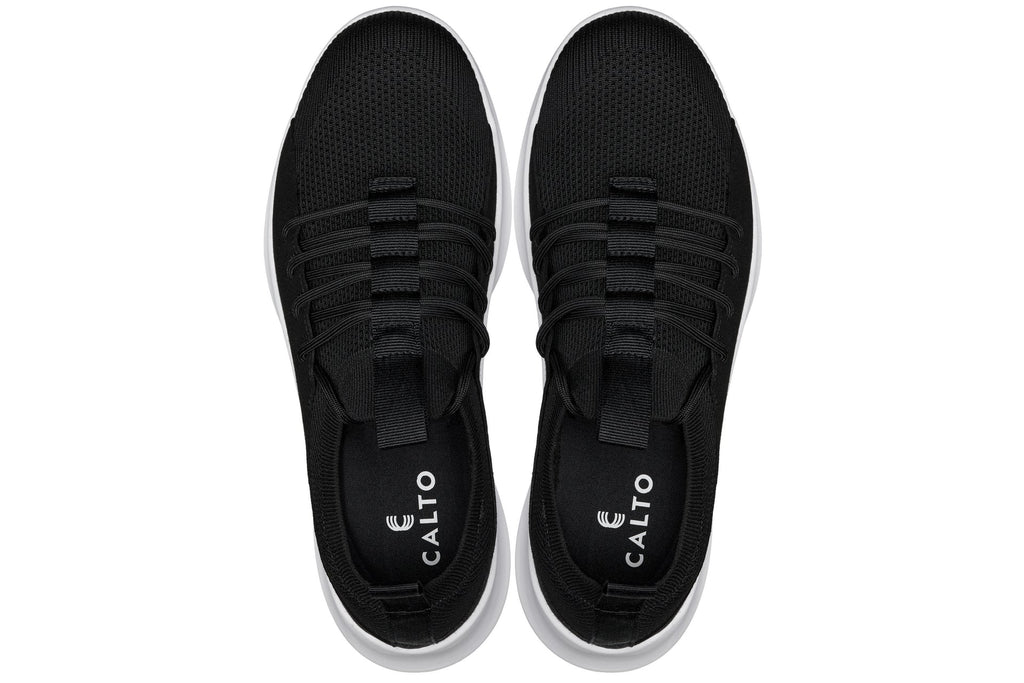CALTO - Q132 - 2.4 Inches Taller (Black/White Sole) - Ultra Lightweight Sneakers