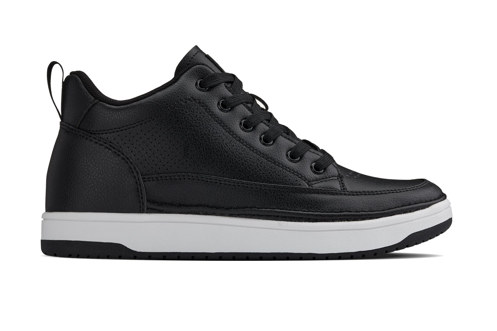 CALTO - Q271  - 2 Inches Taller (Black Noir) - Elevated Leatherette Micro-Perforated Sneakers